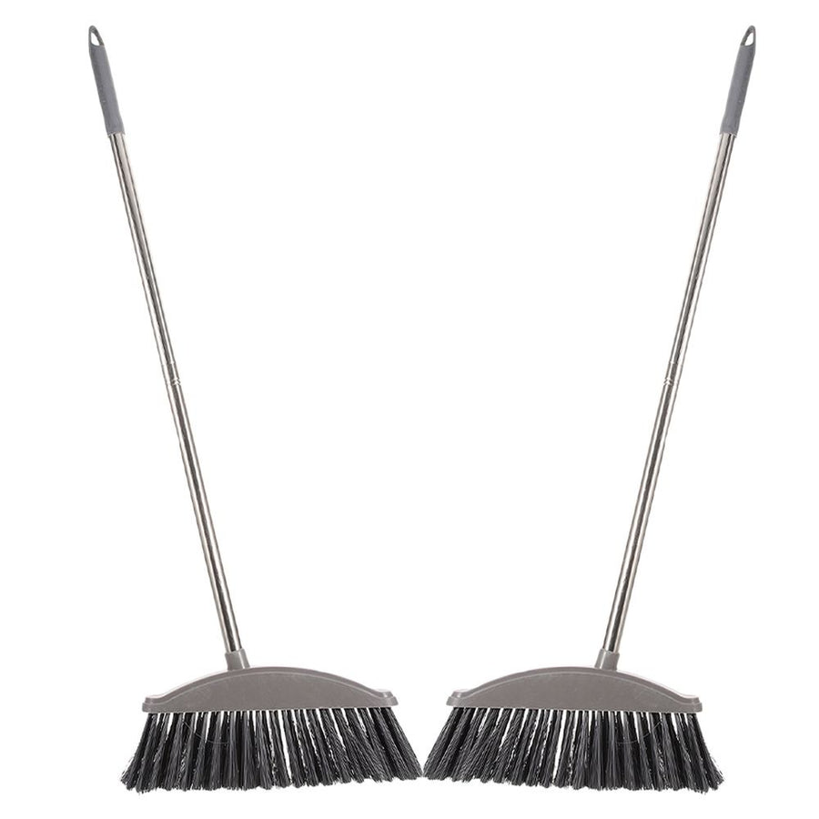 Large Hard Broom Dark Grey Metal Handle for Decking and Patio 2Pcs