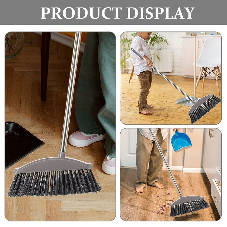 Large Hard Broom Dark Grey Metal Handle for Decking and Patio 2Pcs