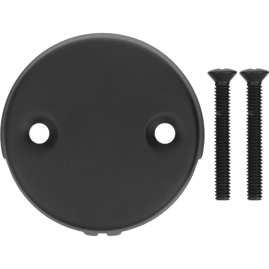 Stainless Steel Tub Overflow Cover with Black Drain Face Plate, Easy to Install Bathroom Drain Protector