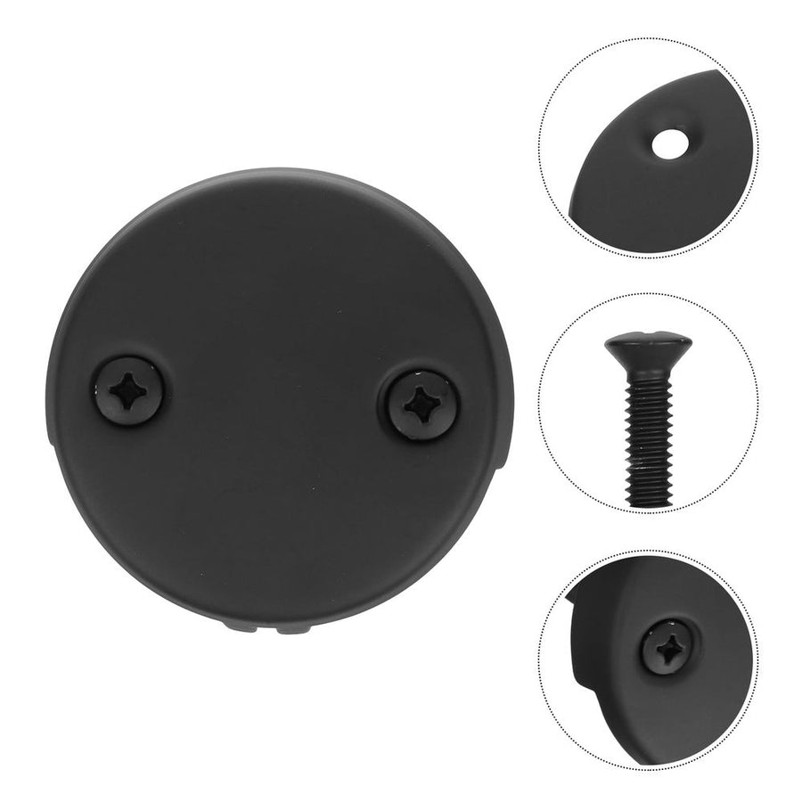 Stainless Steel Tub Overflow Cover with Black Drain Face Plate, Easy to Install Bathroom Drain Protector
