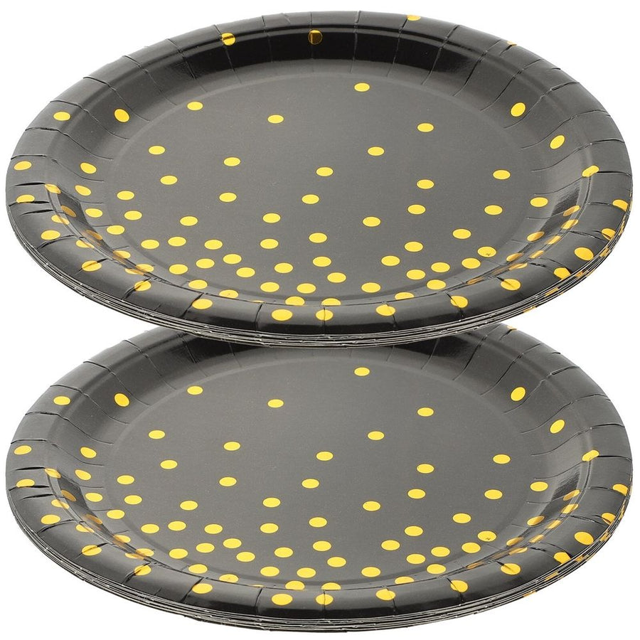 16Pcs Black Disposable Paper Plates Party Tableware Durable and Stylish