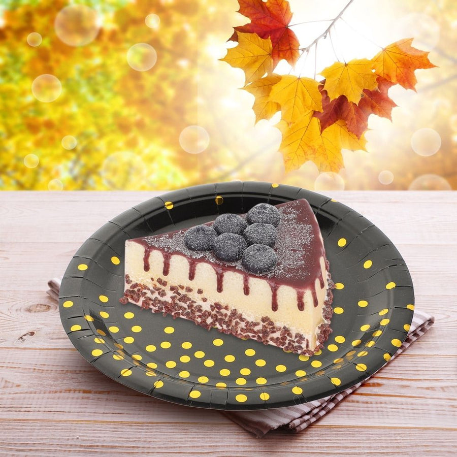16Pcs Black Disposable Paper Plates Party Tableware Durable and Stylish