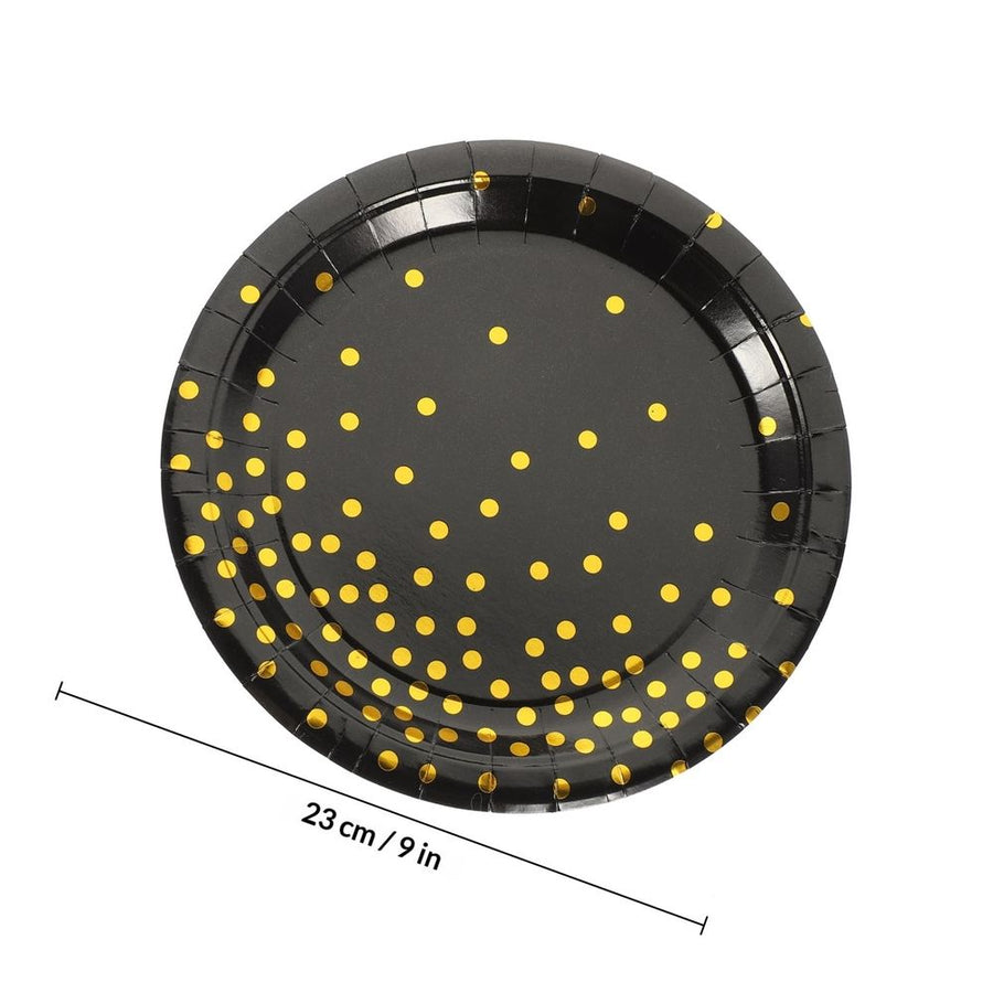 16Pcs Black Disposable Paper Plates Party Tableware Durable and Stylish