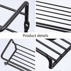 Wall-Mounted Kitchen Spice Rack Black Carbon Steel Seasoning Bottle Holder 2 Pieces