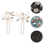Rose Bridal Hair Pins with , 2 Pieces Elegant Wedding and Party Accessories