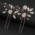 Rose Bridal Hair Pins with , 2 Pieces Elegant Wedding and Party Accessories