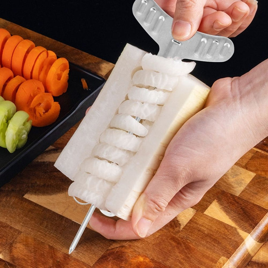Stainless Steel Spiral Cucumber Slicer - Kitchen Tool with Plated for Easy Vegetable Cutting