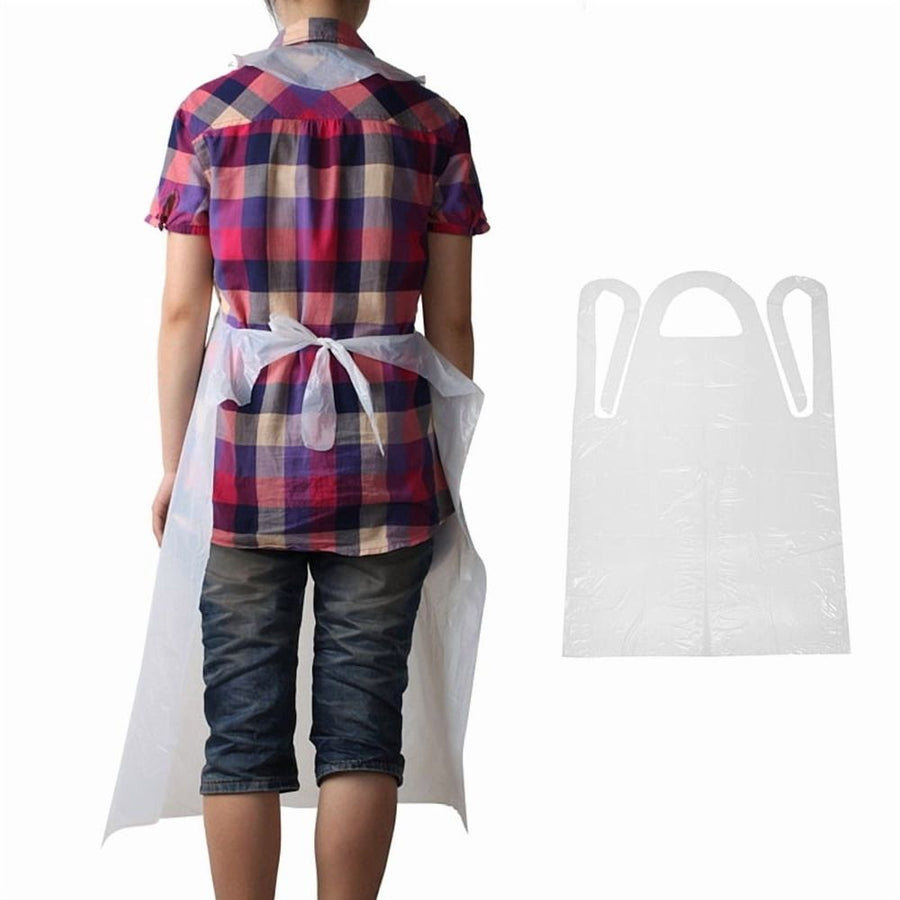 10pcs Disposable Plastic Aprons Polythene Hot Flat Aprons Sale Eco X7N4