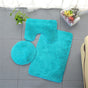 3Pcs Ultra Soft Bath Rug Set,Includes Bath Rug, Contour Mat, and Toilet Lid Cover,Bath Mat 19"X 30",Mat19"X 19",Lid cover19"X 19"(Turquoise)