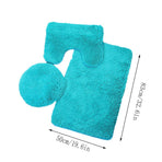 3Pcs Ultra Soft Bath Rug Set,Includes Bath Rug, Contour Mat, and Toilet Lid Cover,Bath Mat 19"X 30",Mat19"X 19",Lid cover19"X 19"(Turquoise)