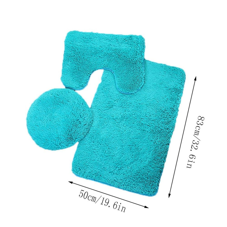 3Pcs Ultra Soft Bath Rug Set,Includes Bath Rug, Contour Mat, and Toilet Lid Cover,Bath Mat 19"X 30",Mat19"X 19",Lid cover19"X 19"(Turquoise)