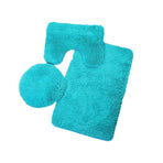3Pcs Ultra Soft Bath Rug Set,Includes Bath Rug, Contour Mat, and Toilet Lid Cover,Bath Mat 19"X 30",Mat19"X 19",Lid cover19"X 19"(Turquoise)