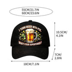 Funny Beer Lover Cap with Superpower Quote, Adjustable Distressed Print Baseball Hat for Men
