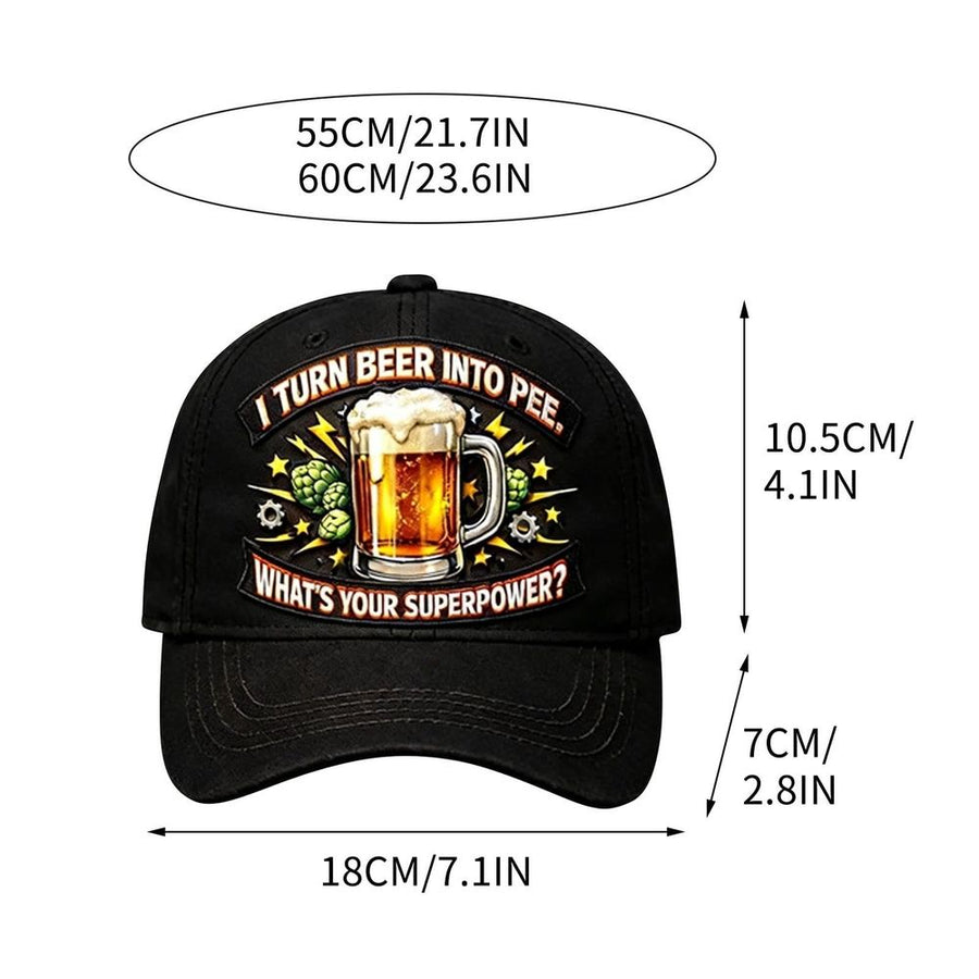 Funny Beer Lover Cap with Superpower Quote, Adjustable Distressed Print Baseball Hat for Men