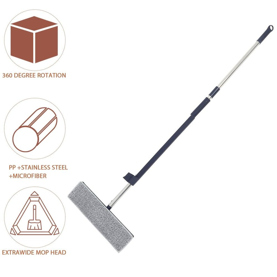 Blue Reusable Microfiber Mop for Home with Self-Wringing and Dual-Use Functionality