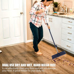 Blue Reusable Microfiber Mop for Home with Self-Wringing and Dual-Use Functionality