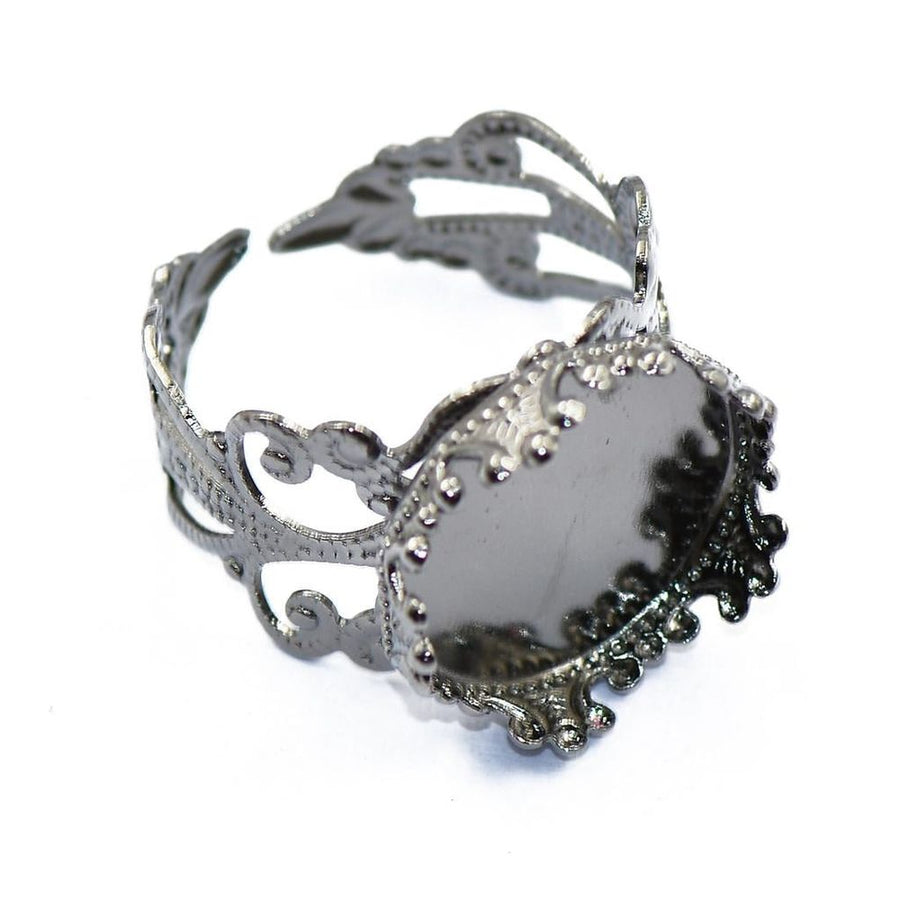 2 pcs Adjustable Filigree Toe Findings w/ 15mm Frame Gunmetal