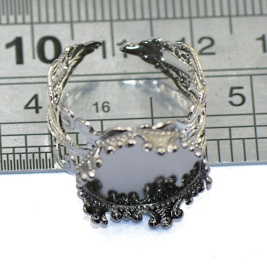 2 pcs Adjustable Filigree Toe Findings w/ 15mm Frame Gunmetal