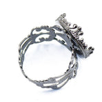 2 pcs Adjustable Filigree Toe Findings w/ 15mm Frame Gunmetal