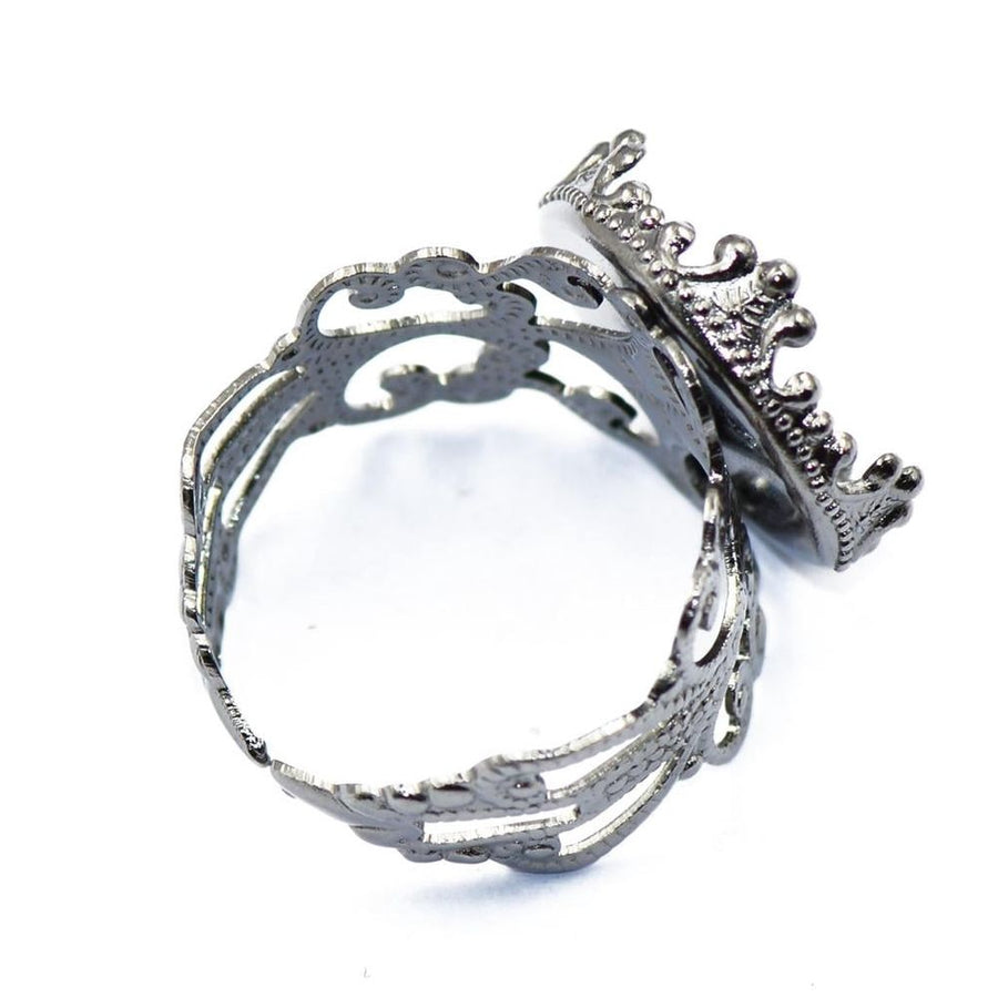 2 pcs Adjustable Filigree Toe Findings w/ 15mm Frame Gunmetal