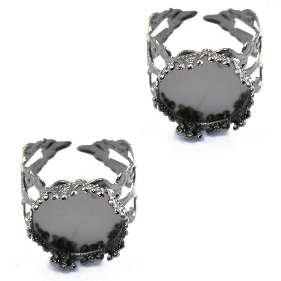 2 pcs Adjustable Filigree Toe Findings w/ 15mm Frame Gunmetal