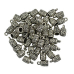 50Pieces Plated Engraved Flower Column Pendant / Spacer Bead Caps for DIY