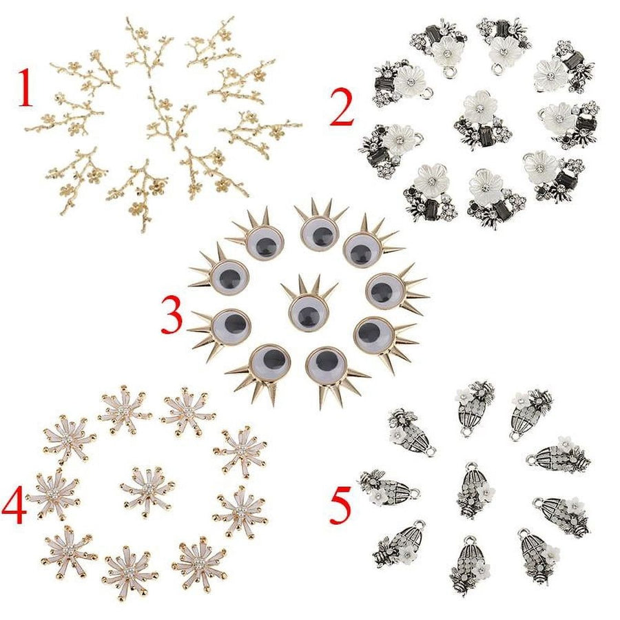 10 Pieces Flatback Button Branch Flower Shape Embellishment
