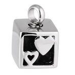 Love Heart Pattern Cube Cremation Holder Urn Memorial Keepsake Pendant