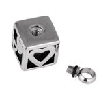 Love Heart Pattern Cube Cremation Holder Urn Memorial Keepsake Pendant