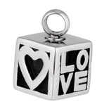 Love Heart Pattern Cube Cremation Holder Urn Memorial Keepsake Pendant
