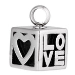 Love Heart Pattern Cube Cremation Holder Urn Memorial Keepsake Pendant