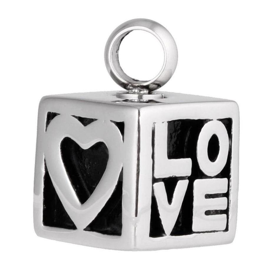 Love Heart Pattern Cube Cremation Holder Urn Memorial Keepsake Pendant