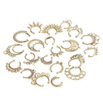 21Pcs Crystal Fake Septum Nose Studs - Crystal Rhinestone No Piercing Body 21pcs Gold