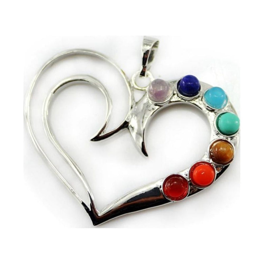 Gemstones Love Heart Meditation Charm Pendant