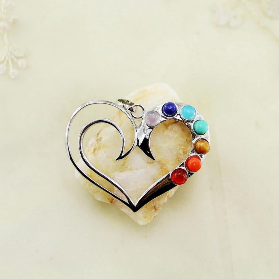 Gemstones Love Heart Meditation Charm Pendant