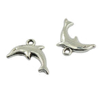 50pcs Alloy Animal Dolphin Pendants Charms Antique Spacer Beads