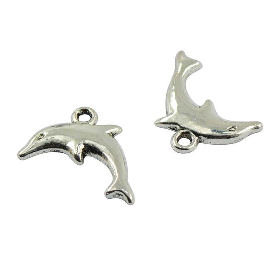 50pcs Alloy Animal Dolphin Pendants Charms Antique Spacer Beads