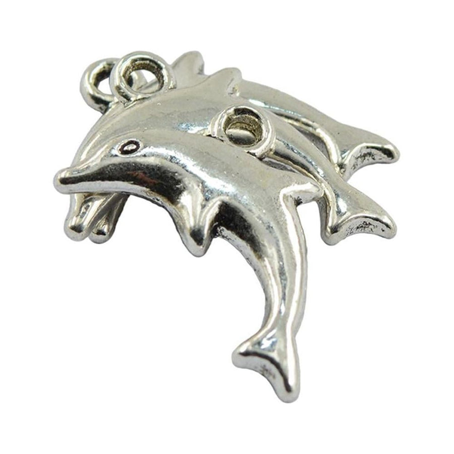 50pcs Alloy Animal Dolphin Pendants Charms Antique Spacer Beads