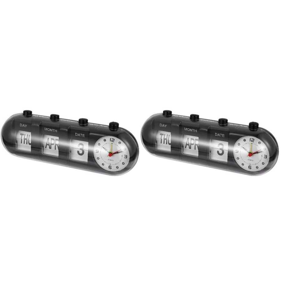 Black Perpetual Desk Calendar with Month and Date Display, Reusable Home Office Organizer