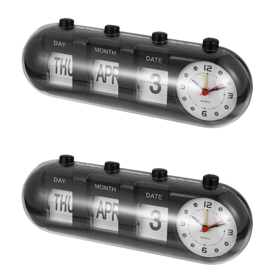 Black Perpetual Desk Calendar with Month and Date Display, Reusable Home Office Organizer