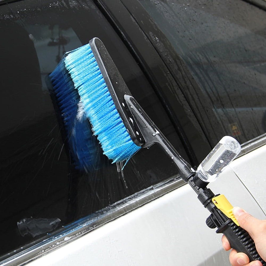 Car Wash Brush with Hose Adapter, Long Handle Truck Cleaning Tool, Water Spray Nozzle for Vehicle Washing and Waxing