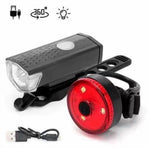 USB Rechargeable Bike Light Set,Three Modes LED Lamp,High Bright Front Rear Light for Cycling Night Safety Use