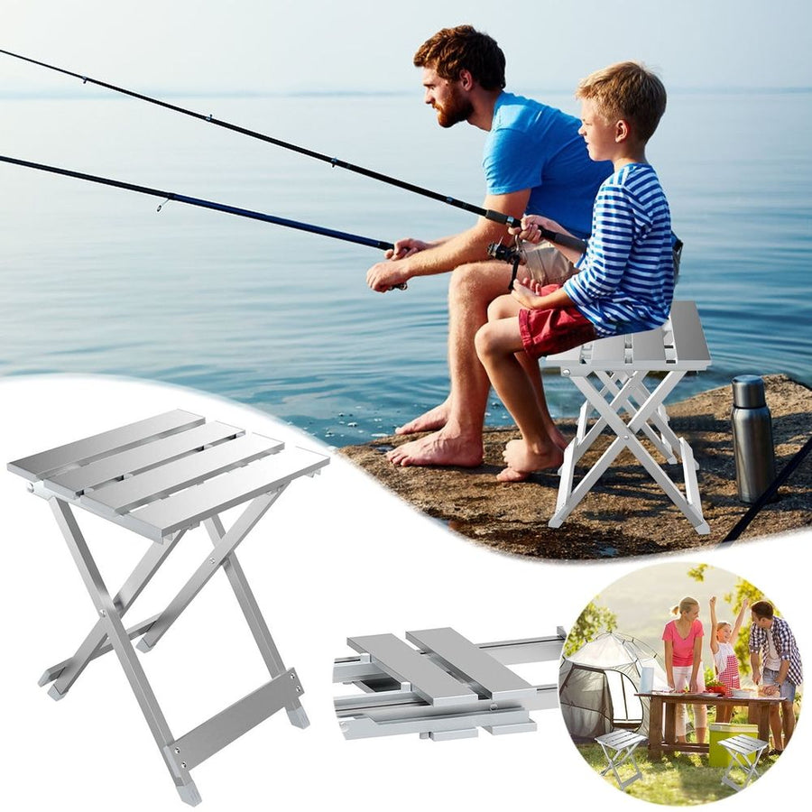 Aluminum Foldable Stool, Lightweight Outdoor Stool, Heavy Duty Portable Seat for Camping, Picnic, RV, and Patio Use
