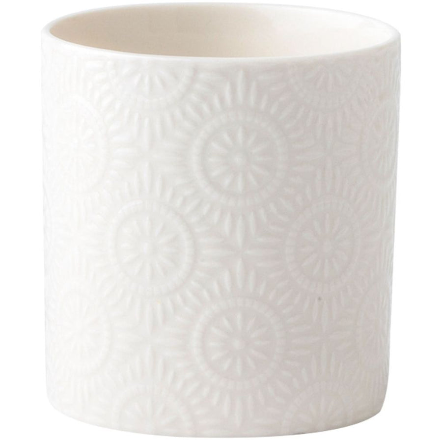 Ceramic Storage Jar, Kitchen Canister, Embossed Ceramic Airtight Container with Lid for Spices, Utensils, Countertop Decor