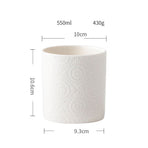 Ceramic Storage Jar, Kitchen Canister, Embossed Ceramic Airtight Container with Lid for Spices, Utensils, Countertop Decor