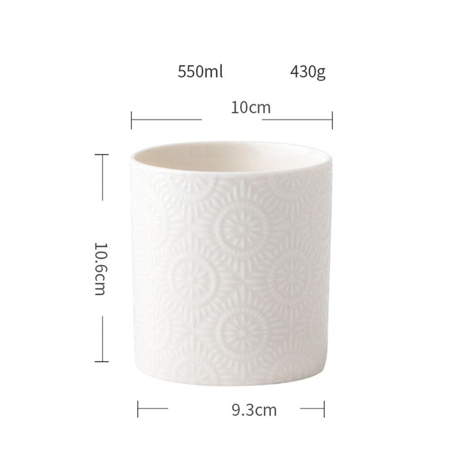Ceramic Storage Jar, Kitchen Canister, Embossed Ceramic Airtight Container with Lid for Spices, Utensils, Countertop Decor