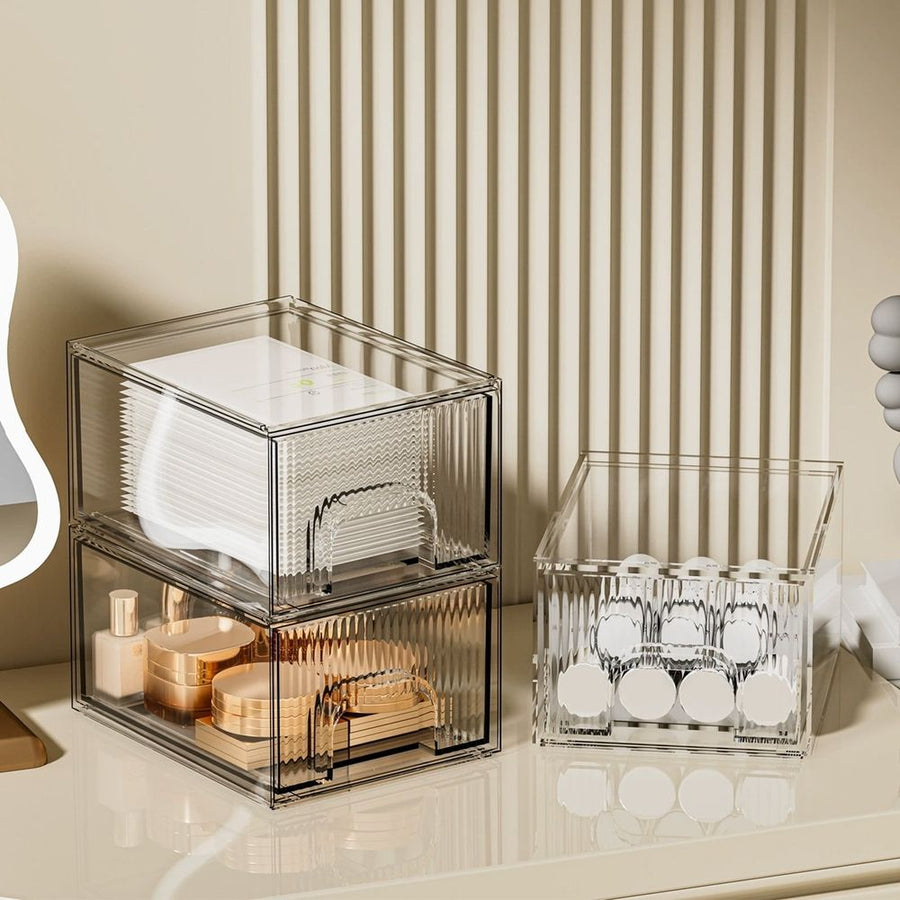 Acrylic Drawer Organizer, Pull Out Storage Box, Clear Transparent Acrylic Storage Case for Cosmetics, Stationery, Desk Drawer Organization