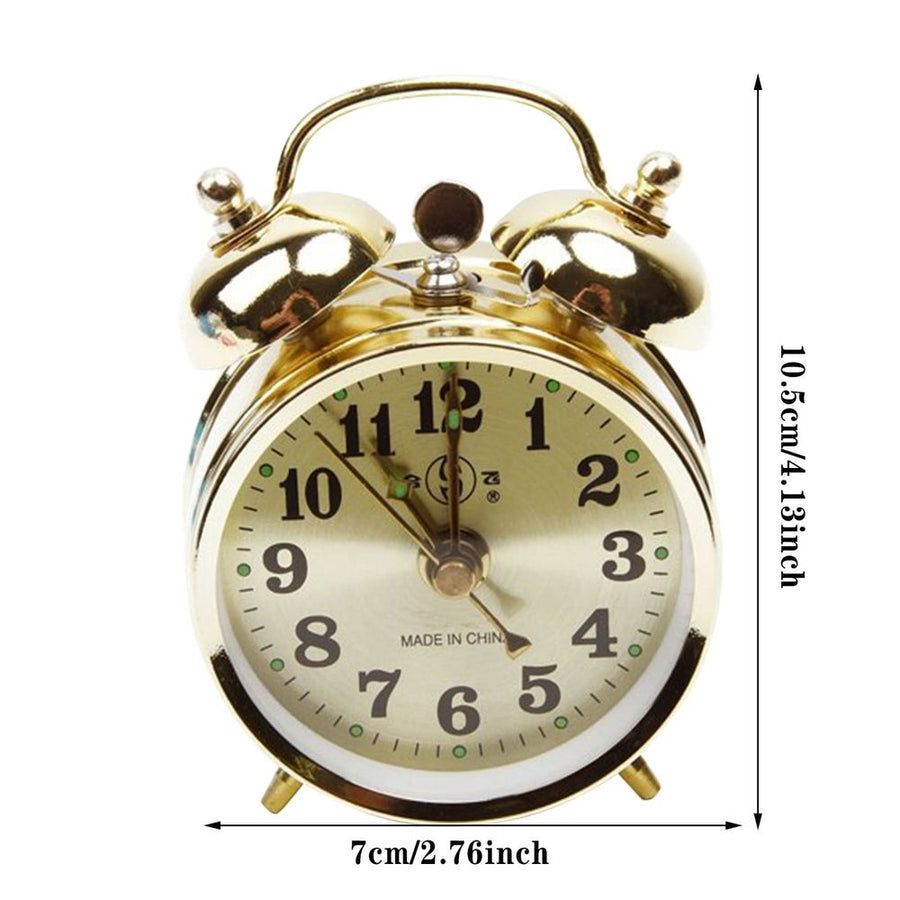 Alarm Clock Metal Vintage Alarm Clock Extra Loud Manual Wind Up Analog Retro Backlight