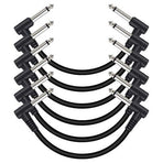6 Pack 12 Inch Guitar Patch Cables, Black Guitar Pedal Cable Effect Cable Cord, TS Right Angle Guitar Patch Cable