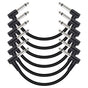 6 Pack 12 Inch Guitar Patch Cables, Black Guitar Pedal Cable Effect Cable Cord, TS Right Angle Guitar Patch Cable